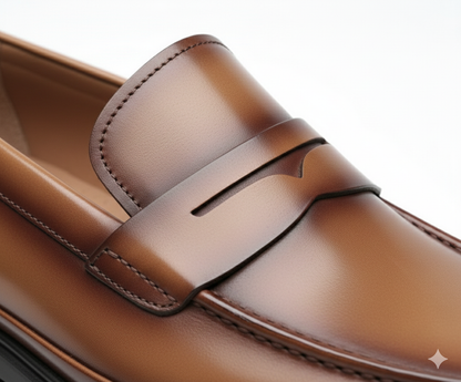 Mocassin homme cuir véritable noir et camel Dolcino