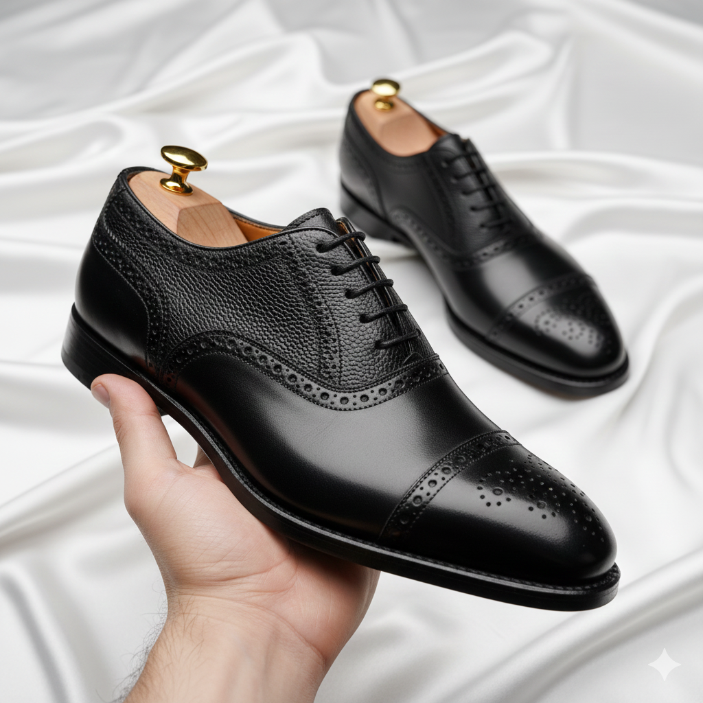 Derby de luxe façonné en cuir gravéﬁ